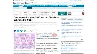 
                            10. Final resolution plan for Educomp Solutions submitted to NCLT