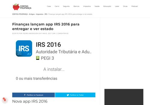 
                            13. Finanças lançam app IRS 2016 para entregar/ver estado|Contas ...