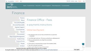 
                            12. Finance Office - Fees - E-payments Instructions | DCU