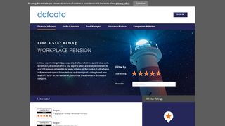 
                            12. Financial Adviser Star Ratings | Workplace Pension - Defaqto