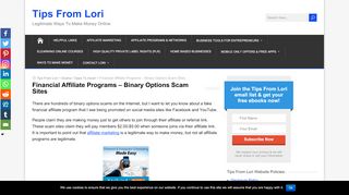 
                            8. Financial Affiliate Programs - Binary Options Scam Sites - Tips from Lori