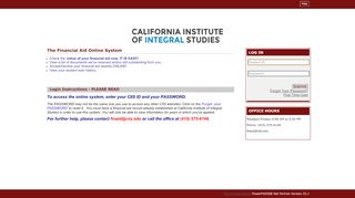 
                            11. (Financial Aid Online) Student Log In