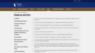 
                            7. Financial Matters | Matriculation 2015 - SMU Matriculation 2018