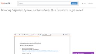 
                            8. Financing Origination System: e-solicitor Guide. Must have items to ...