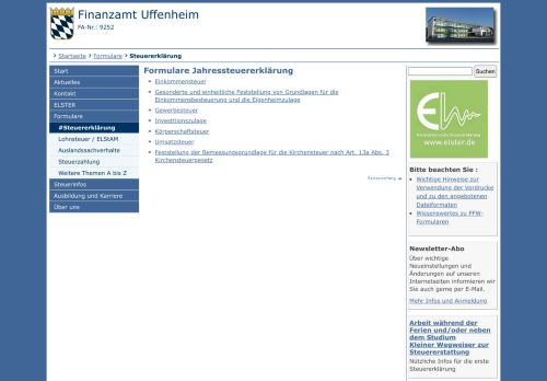
                            2. Finanzamt Uffenheim: Formulare - Steuererklärung