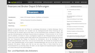 
                            12. finanzen.net Broker Depot Erfahrungen - Aktien-Depot.de