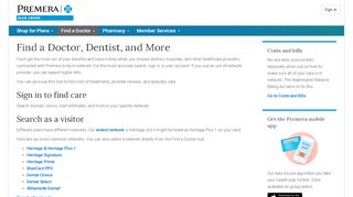 
                            9. Find a Doctor, Dentist, and More | Visitor | Premera Blue Cross