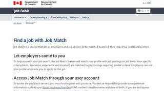 
                            1. Find a job with Job Match - Job Bank