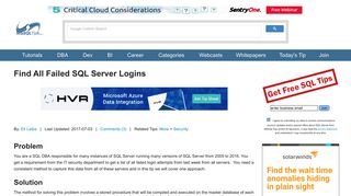 
                            4. Find All Failed SQL Server Logins - MSSQLTips.com