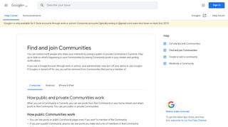
                            2. Find and join Communities - Computer - Google+ Help - Google Support