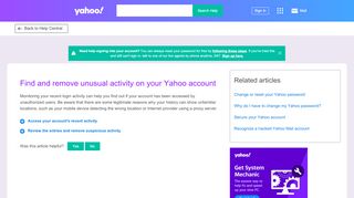 
                            13. Find and remove unusual activity on your Yahoo account | Yahoo Help ...