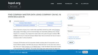 
                            9. Find Company Master Data Using Company CIN No. in www.mca ...