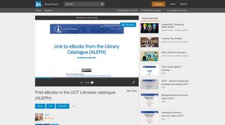 
                            10. Find eBooks in the UCT Libraries catalogue (ALEPH) - SlideShare