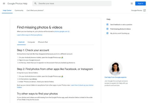 
                            6. Find missing photos & videos - Android - Google Photos Help