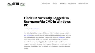 
                            10. Find Out currently Logged On Username Via CMD in Windows PC