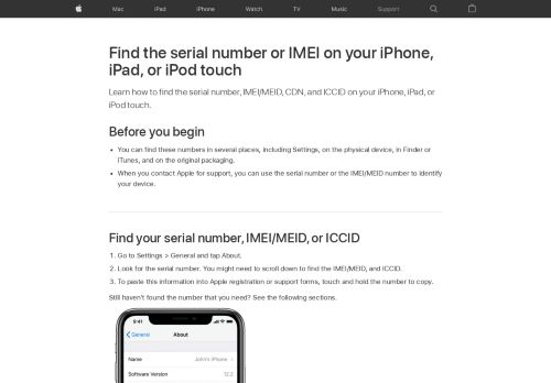 
                            3. Find the serial number or IMEI on your iPhone, iPad or iPod touch ...