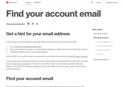 
                            12. Find your account email | Pinterest help