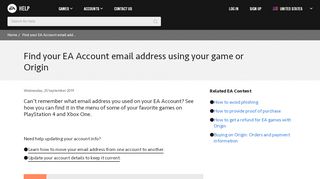 
                            11. Find your EA Account email address using your game or ... - EA Help