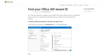 
                            2. Find your Office 365 tenant ID | Microsoft Docs