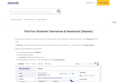 
                            4. Find Your Students' Usernames & Passwords (Teacher) – Edmodo ...