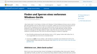 
                            13. Finden und Sperren eines verlorenen Windows ... - Microsoft Support