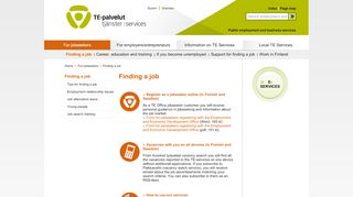 
                            13. Finding a job- TE-palvelut