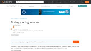 
                            1. Finding your logon server - Windows Forum - Spiceworks Community