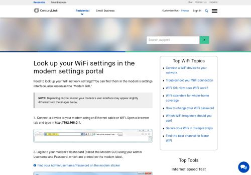 
                            6. Finding your modem Wi-Fi settings manually. - CenturyLink