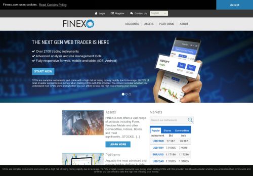 
                            5. Finexo.com: Start trading with multiple platforms