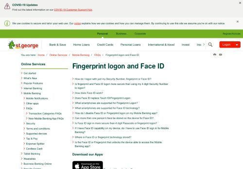 
                            2. Fingerprint login FAQ, mobile banking | St.George Bank