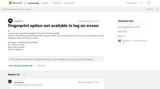 
                            8. Fingerprint option not available in log on screen - Microsoft ...