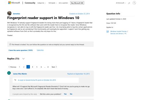 
                            5. Fingerprint reader support in Windows 10 - Microsoft ...