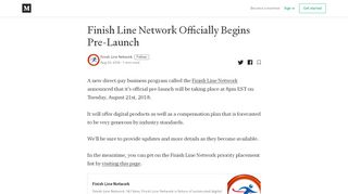 
                            12. Finish Line Network Officially Begins Pre-Launch - Medium