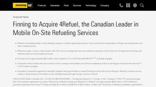 
                            11. Finning to Acquire 4Refuel, the Canadian Leader in Mobile On-Site ...