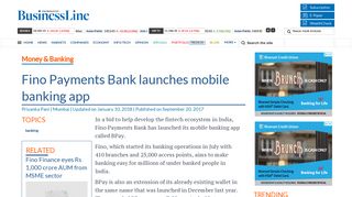 
                            12. Fino Payments Bank launches mobile banking app - The Hindu ...