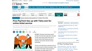 
                            9. Fino PayTech ties up with Yatra.com for online ticket service - The ...