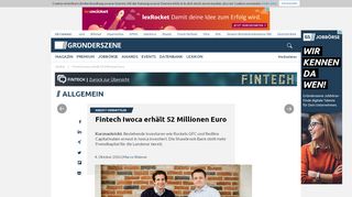 
                            9. Fintech Iwoca erhält 52 Millionen Euro | Gründerszene