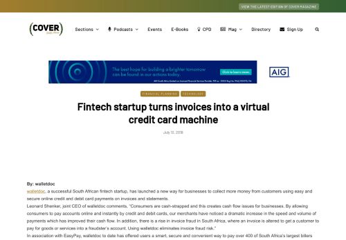 
                            7. Fintech startup turns invoices into a virtual credit card machine ...