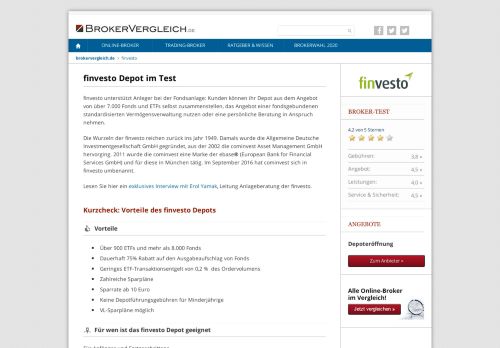 
                            5. finvesto Depot im Test - Konditionen und Gebühren - Brokervergleich.de