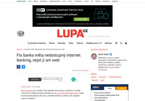 
                            8. Fio banka měla nedostupný internet banking, nejel jí ani web - Lupa.cz