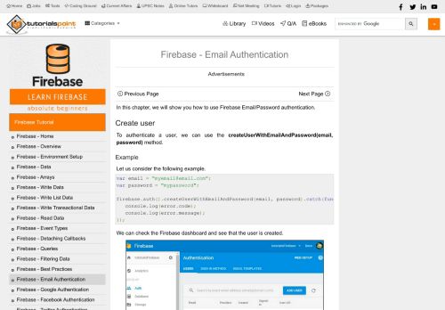 
                            4. Firebase Email Authentication - Tutorialspoint