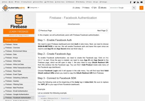 
                            6. Firebase Facebook Authentication - Tutorialspoint