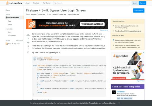 
                            8. Firebase + Swift: Bypass User Login Screen - Stack Overflow