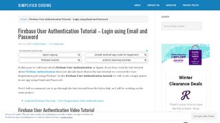 
                            12. Firebase User Authentication Tutorial - Login using Email and Password