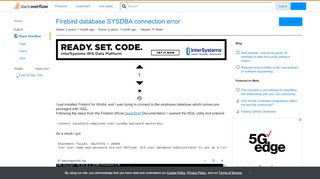 
                            9. Firebird database SYSDBA connection error - Stack Overflow