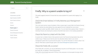 
                            8. Firefly: Why is a parent unable to log in? - Parents Evening System