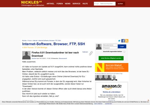 
                            11. Firefox 8.01 Downloadordner ist leer nach Download - Nickles.de