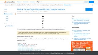 
                            5. Firefox 'Cross-Origin Request Blocked' despite headers - ...