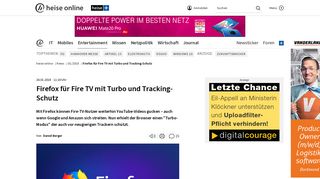 
                            11. Firefox für Fire TV mit Turbo und Tracking-Schutz | heise online