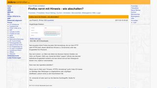 
                            1. Firefox nervt mit Hinweis - wie abschalten? - Mikrocontroller.net
